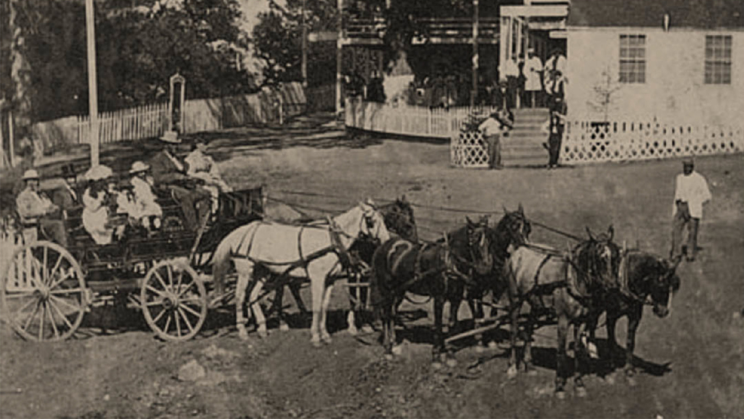 Foss with Passengers in horse-drawn cart