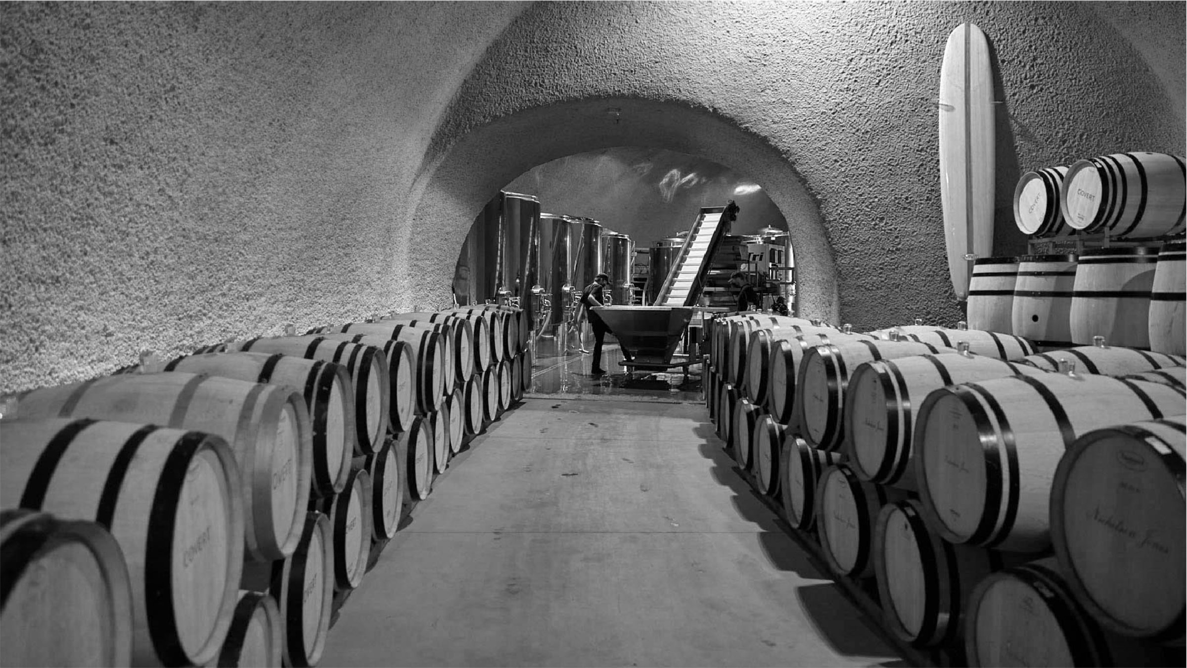 Wine vats in underground room